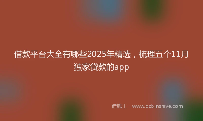 借款平台大全有哪些2025年精选，梳理五个11月独家贷款的app