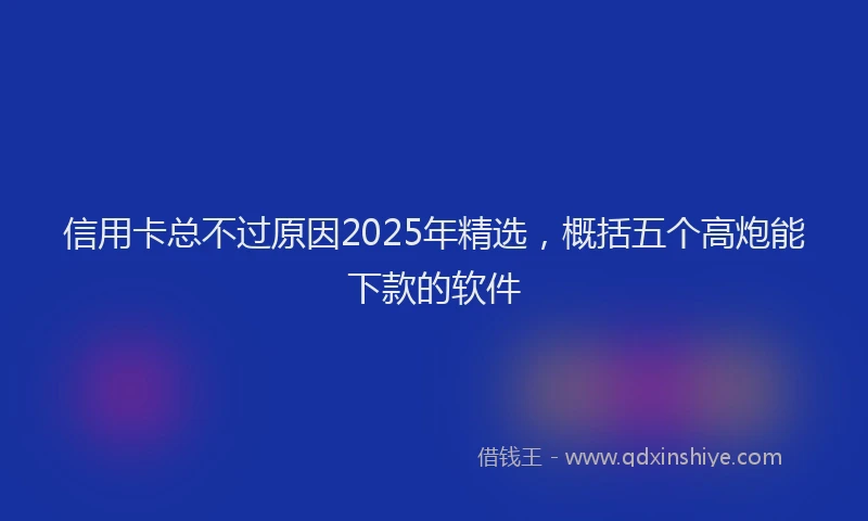 信用卡总不过原因2025年精选，概括五个高炮能下款的软件