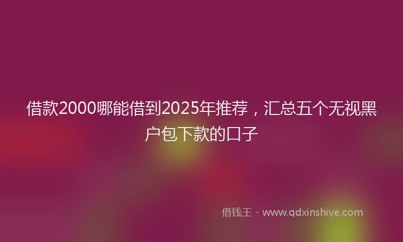 借款2000哪能借到2025年推荐,汇总五个无视黑户包下款的口子
