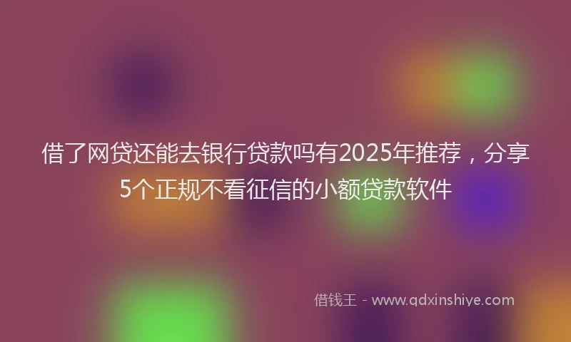 借了网贷还能去银行贷款吗有2025年推荐，分享5个正规不看征信的小额贷款软件