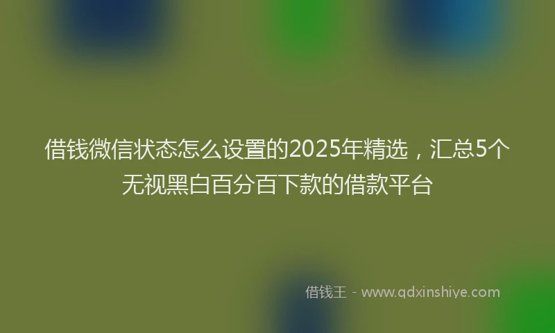 借钱微信状态怎么设置的2025年精选，汇总5个无视黑白百分百下款的借款平台