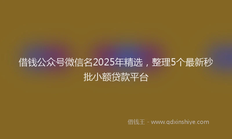 借钱公众号微信名2025年精选，整理5个最新秒批小额贷款平台