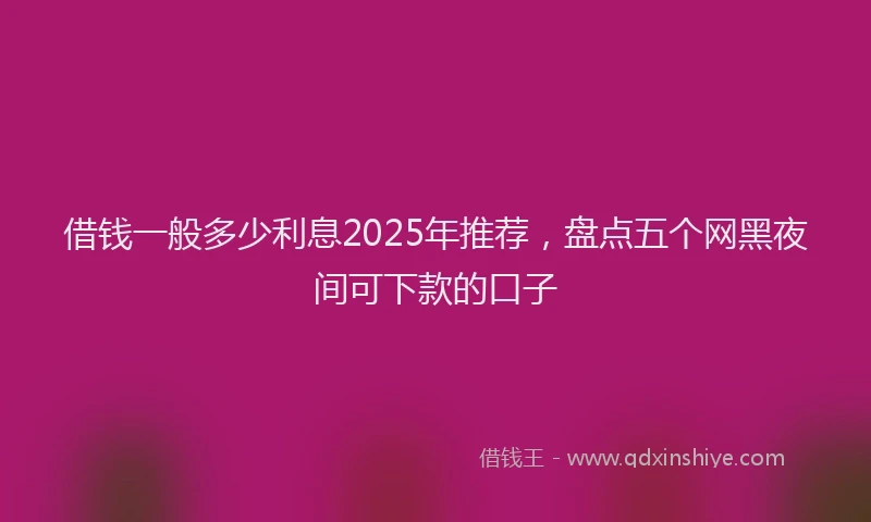 借钱一般多少利息2025年推荐，盘点五个网黑夜间可下款的口子