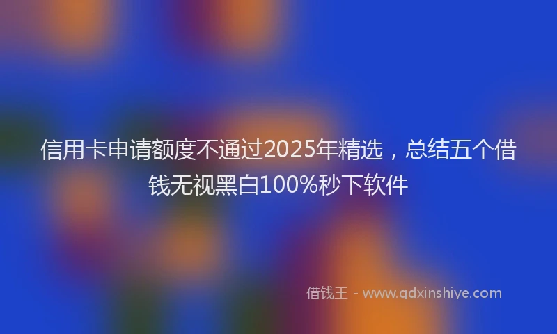 信用卡申请额度不通过2025年精选，总结五个借钱无视黑白100%秒下软件