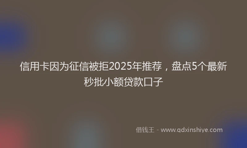 信用卡因为征信被拒2025年推荐，盘点5个最新秒批小额贷款口子