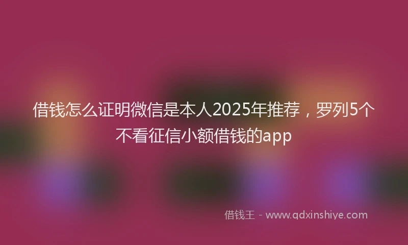 借钱怎么证明微信是本人2025年推荐，罗列5个不看征信小额借钱的app