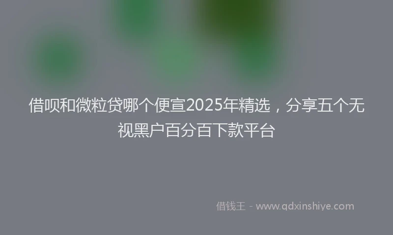 借呗和微粒贷哪个便宣2025年精选，分享五个无视黑户百分百下款平台