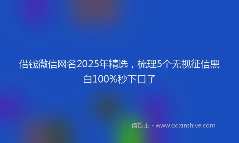 借钱微信网名2025年精选，梳理5个无视征信黑白100%秒下口子