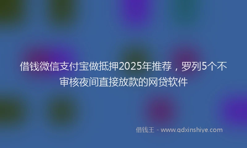 借钱微信支付宝做抵押2025年推荐，罗列5个不审核夜间直接放款的网贷软件