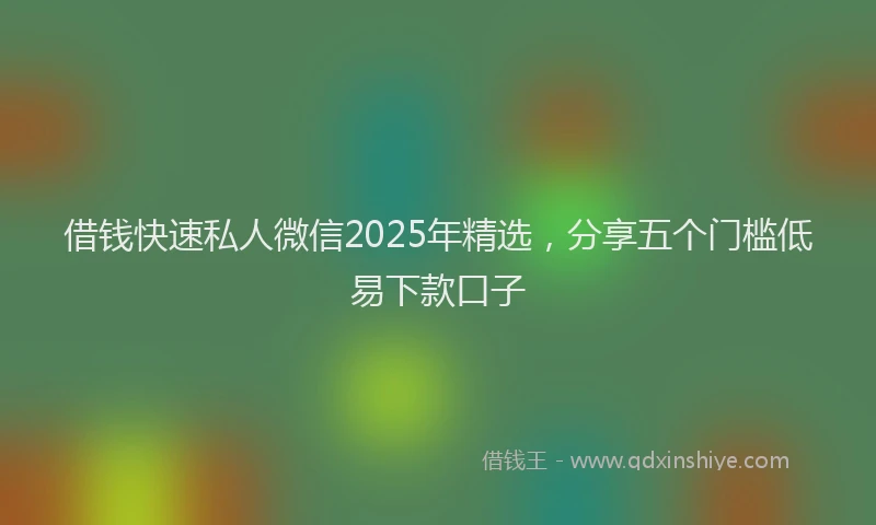 借钱快速私人微信2025年精选，分享五个门槛低易下款口子