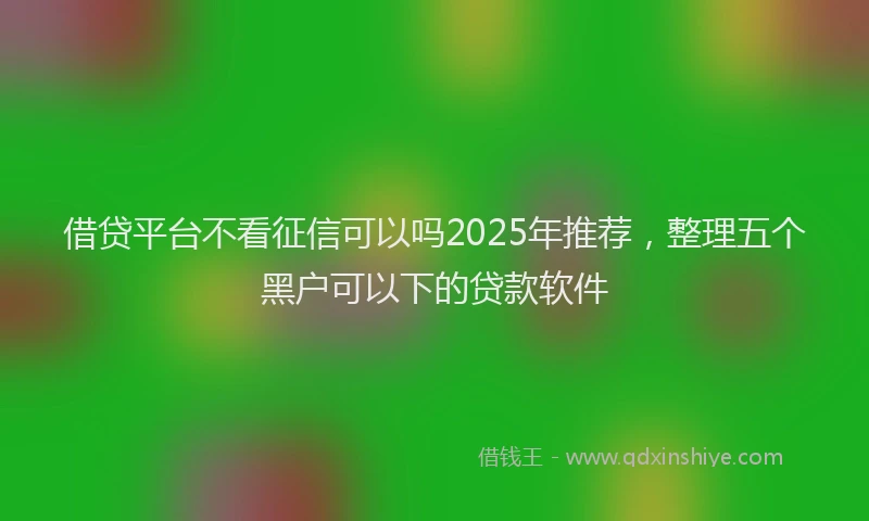 借贷平台不看征信可以吗2025年推荐,整理五个黑户可以下的贷款软件