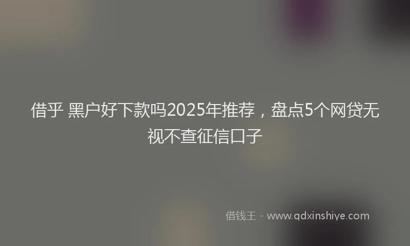 借乎 黑户好下款吗2025年推荐，盘点5个网贷无视不查征信口子