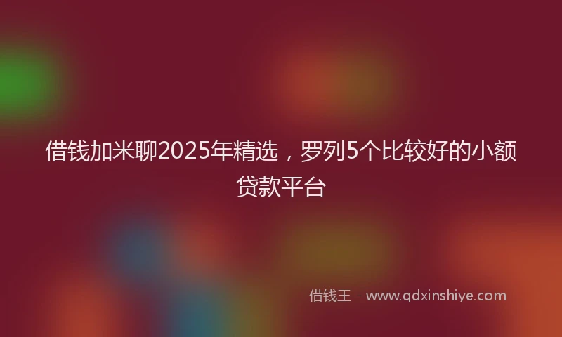 借钱加米聊2025年精选，罗列5个比较好的小额贷款平台