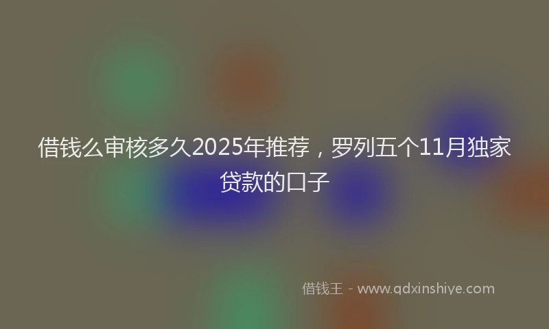借钱么审核多久2025年推荐，罗列五个11月独家贷款的口子