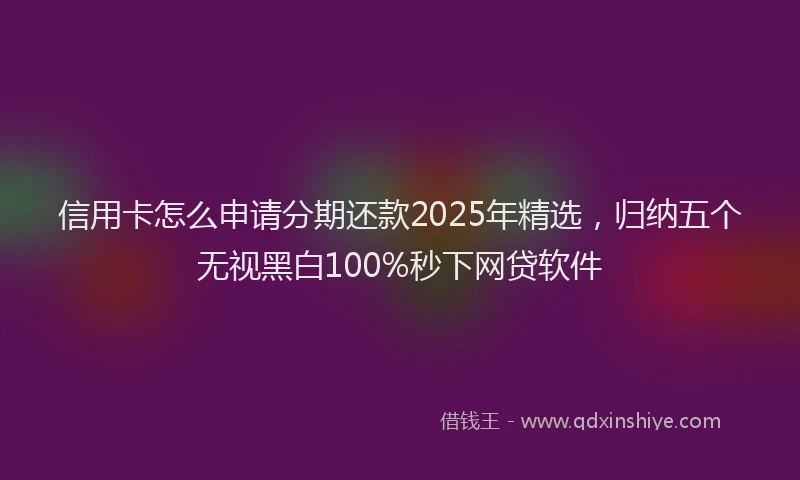 信用卡怎么申请分期还款2025年精选，归纳五个无视黑白100%秒下网贷软件
