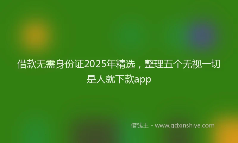 借款无需身份证2025年精选,整理五个无视一切是人就下款app