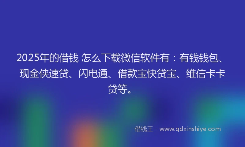 2025年的借钱 怎么下载微信软件有：有钱钱包、现金侠速贷、闪电通、借款宝快贷宝、维信卡卡贷等。