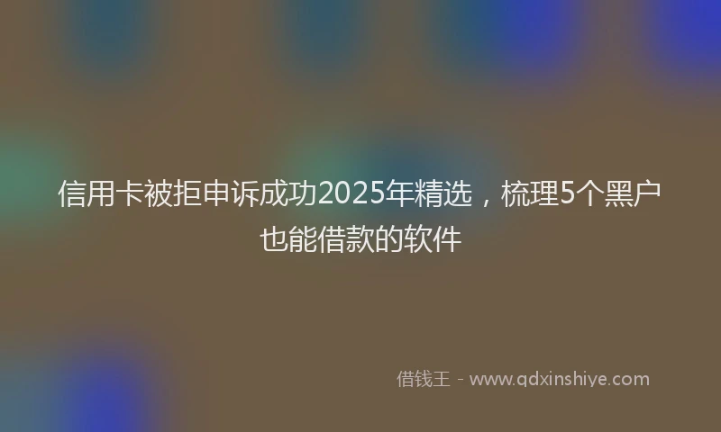 信用卡被拒申诉成功2025年精选，梳理5个黑户也能借款的软件