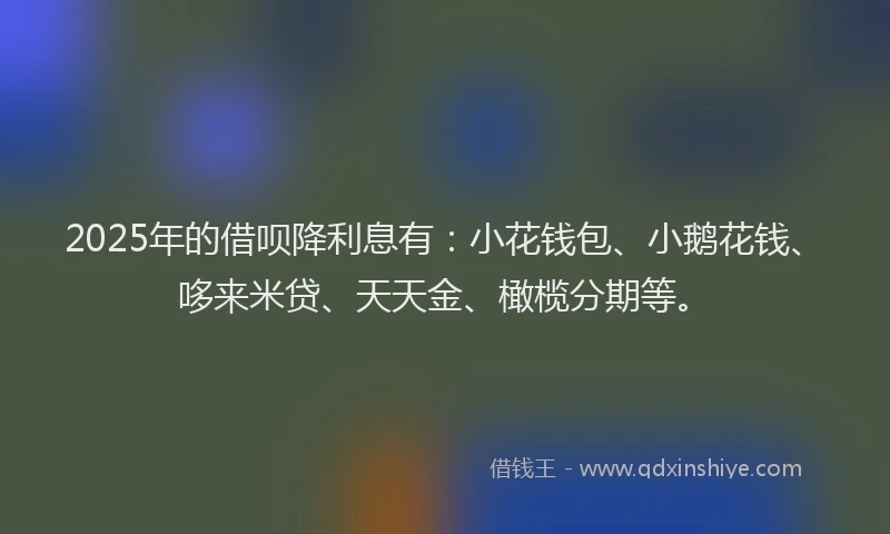 2025年的借呗降利息有：小花钱包、小鹅花钱、哆来米贷、天天金、橄榄分期等。