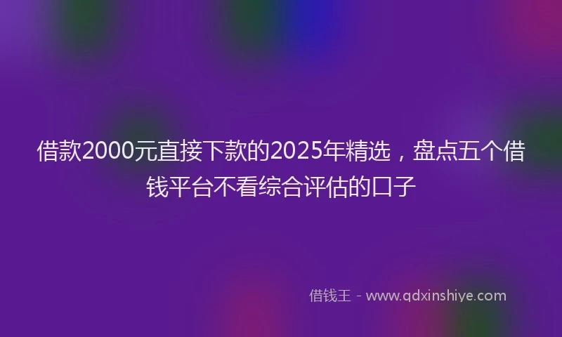 借款2000元直接下款的2025年精选，盘点五个借钱平台不看综合评估的口子
