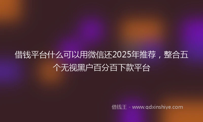 借钱平台什么可以用微信还2025年推荐，整合五个无视黑户百分百下款平台