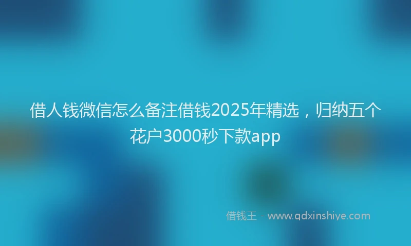 借人钱微信怎么备注借钱2025年精选，归纳五个花户3000秒下款app