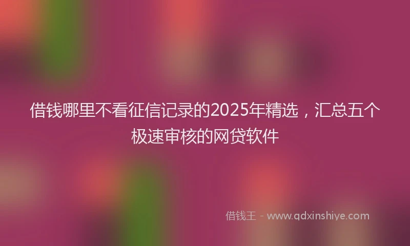 借钱哪里不看征信记录的2025年精选，汇总五个极速审核的网贷软件