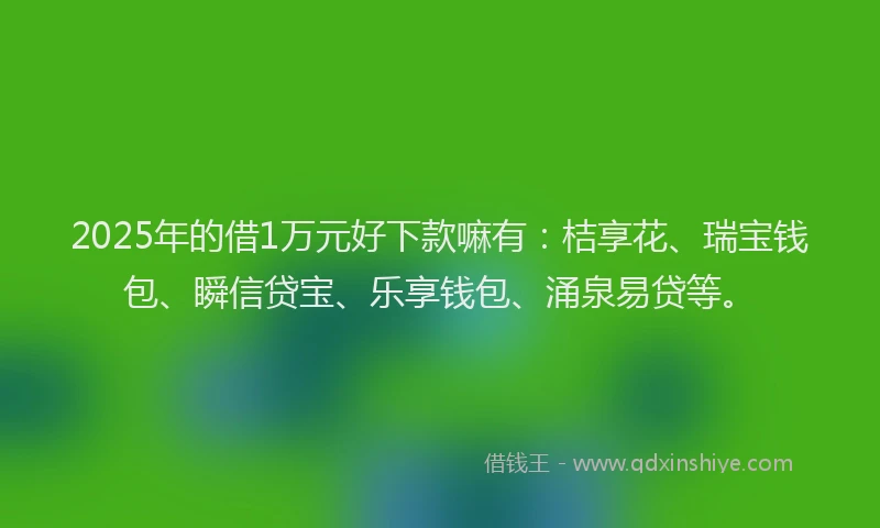 2025年的借1万元好下款嘛有：桔享花、瑞宝钱包、瞬信贷宝、乐享钱包、涌泉易贷等。