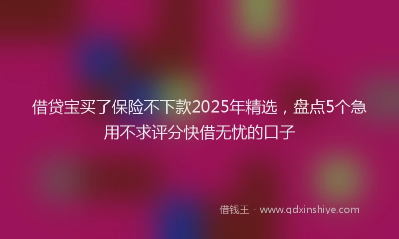 借贷宝买了保险不下款2025年精选,盘点5个急用不求评分快借无忧的口子