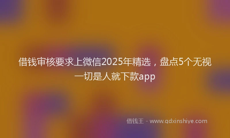 借钱审核要求上微信2025年精选，盘点5个无视一切是人就下款app