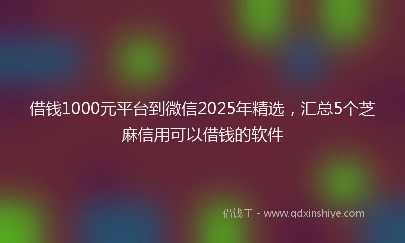 借钱1000元平台到微信2025年精选，汇总5个芝麻信用可以借钱的软件