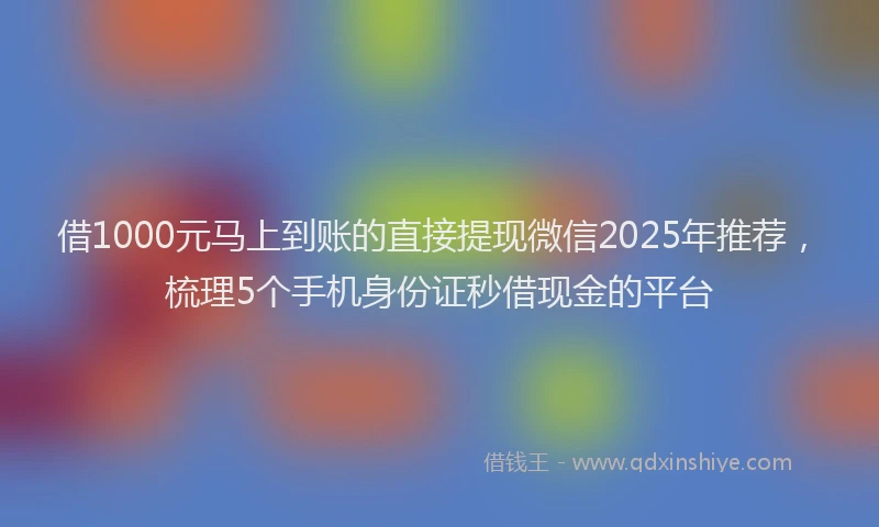 借1000元马上到账的直接提现微信2025年推荐，梳理5个手机身份证秒借现金的平台