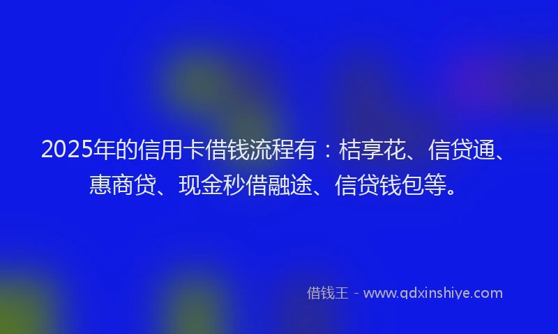 2025年的信用卡借钱流程有：桔享花、信贷通、惠商贷、现金秒借融途、信贷钱包等。
