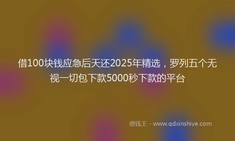 借100块钱应急后天还2025年精选，罗列五个无视一切包下款5000秒下款的平台