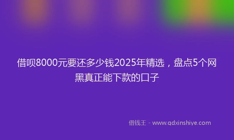 借呗8000元要还多少钱2025年精选，盘点5个网黑真正能下款的口子