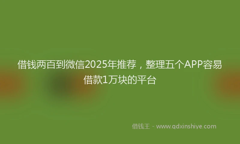 借钱两百到微信2025年推荐，整理五个APP容易借款1万块的平台