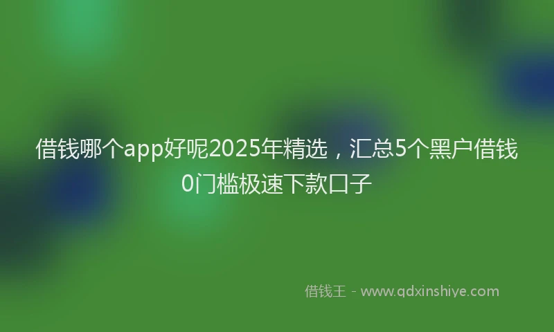 借钱哪个app好呢2025年精选，汇总5个黑户借钱0门槛极速下款口子