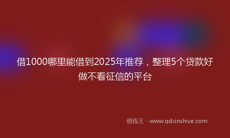 借1000哪里能借到2025年推荐，整理5个贷款好做不看征信的平台