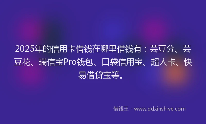 2025年的信用卡借钱在哪里借钱有：芸豆分、芸豆花、瑞信宝Pro钱包、口袋信用宝、超人卡、快易借贷宝等。
