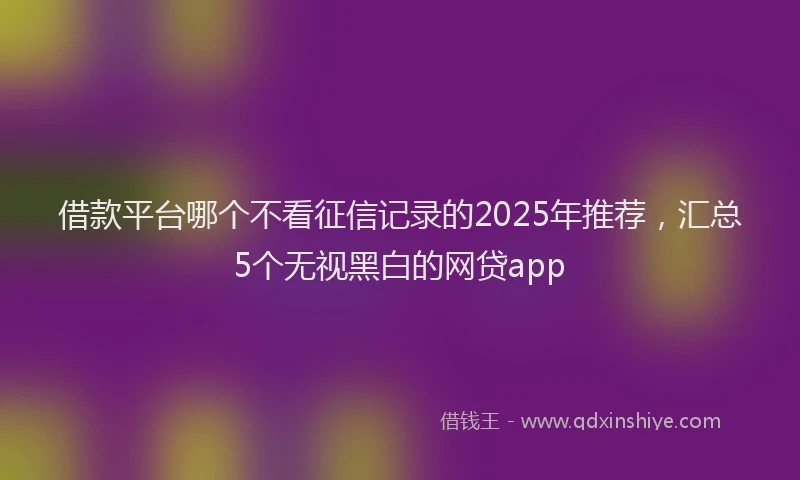 借款平台哪个不看征信记录的2025年推荐，汇总5个无视黑白的网贷app