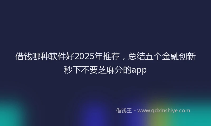 借钱哪种软件好2025年推荐，总结五个金融创新秒下不要芝麻分的app