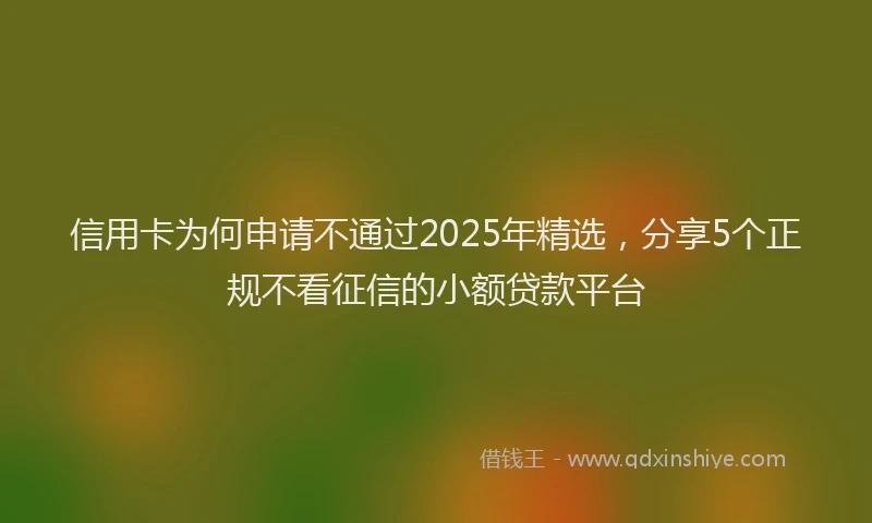信用卡为何申请不通过2025年精选，分享5个正规不看征信的小额贷款平台
