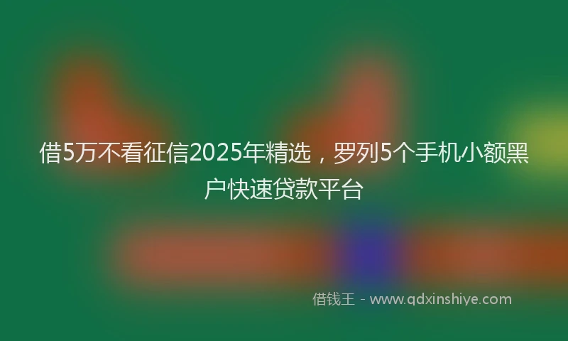 借5万不看征信2025年精选，罗列5个手机小额黑户快速贷款平台
