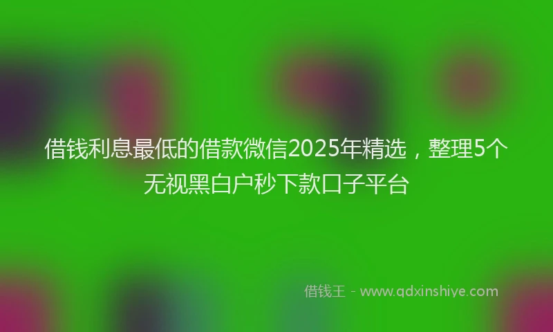借钱利息最低的借款微信2025年精选，整理5个无视黑白户秒下款口子平台
