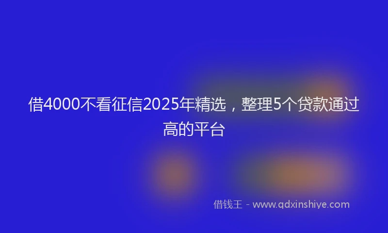 借4000不看征信2025年精选，整理5个贷款通过高的平台