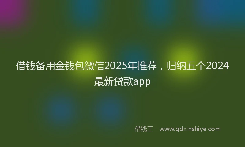 借钱备用金钱包微信2025年推荐，归纳五个2024最新贷款app