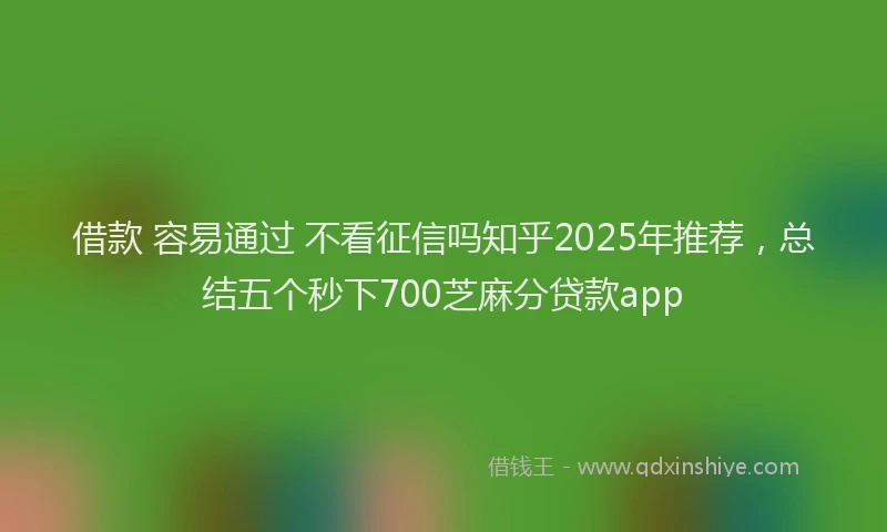 借款 容易通过 不看征信吗知乎2025年推荐，总结五个秒下700芝麻分贷款app