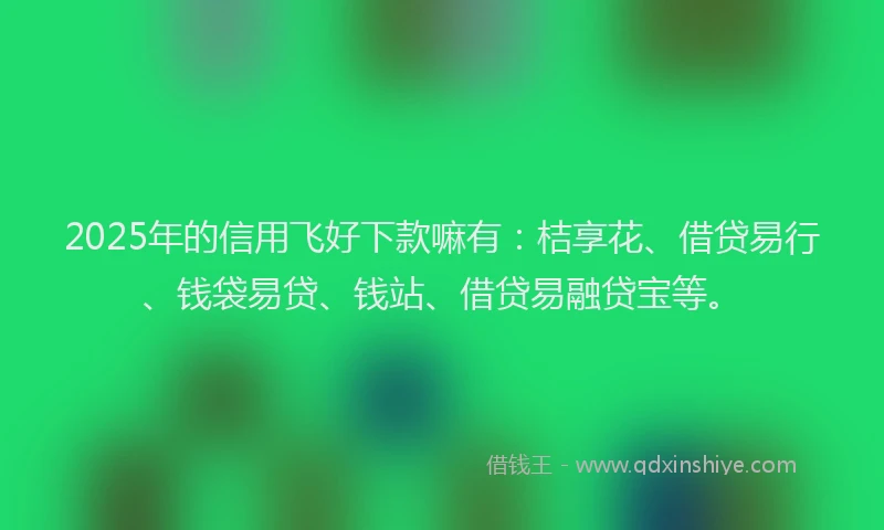 2025年的信用飞好下款嘛有:桔享花、借贷易行、钱袋易贷、钱站、借贷易融贷宝等。