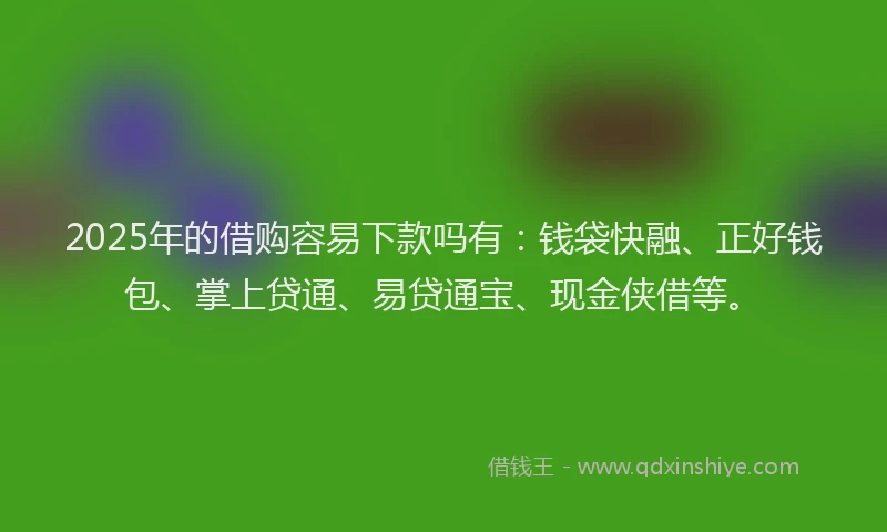 2025年的借购容易下款吗有：钱袋快融、正好钱包、掌上贷通、易贷通宝、现金侠借等。