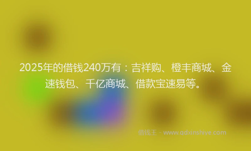 2025年的借钱240万有：吉祥购、橙丰商城、金速钱包、千亿商城、借款宝速易等。